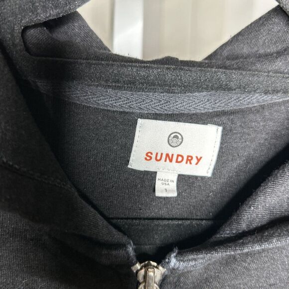 Sundry Hoodie Black Color Stars Print Full Zip Size 1 Small - Picture 3 of 6